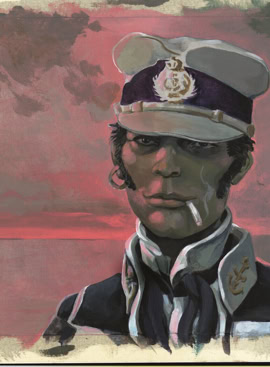 Illustration d'un personnage en uniforme avec une casquette blanche, fumant une cigarette, sur un fond de ciel rouge et nuageux.