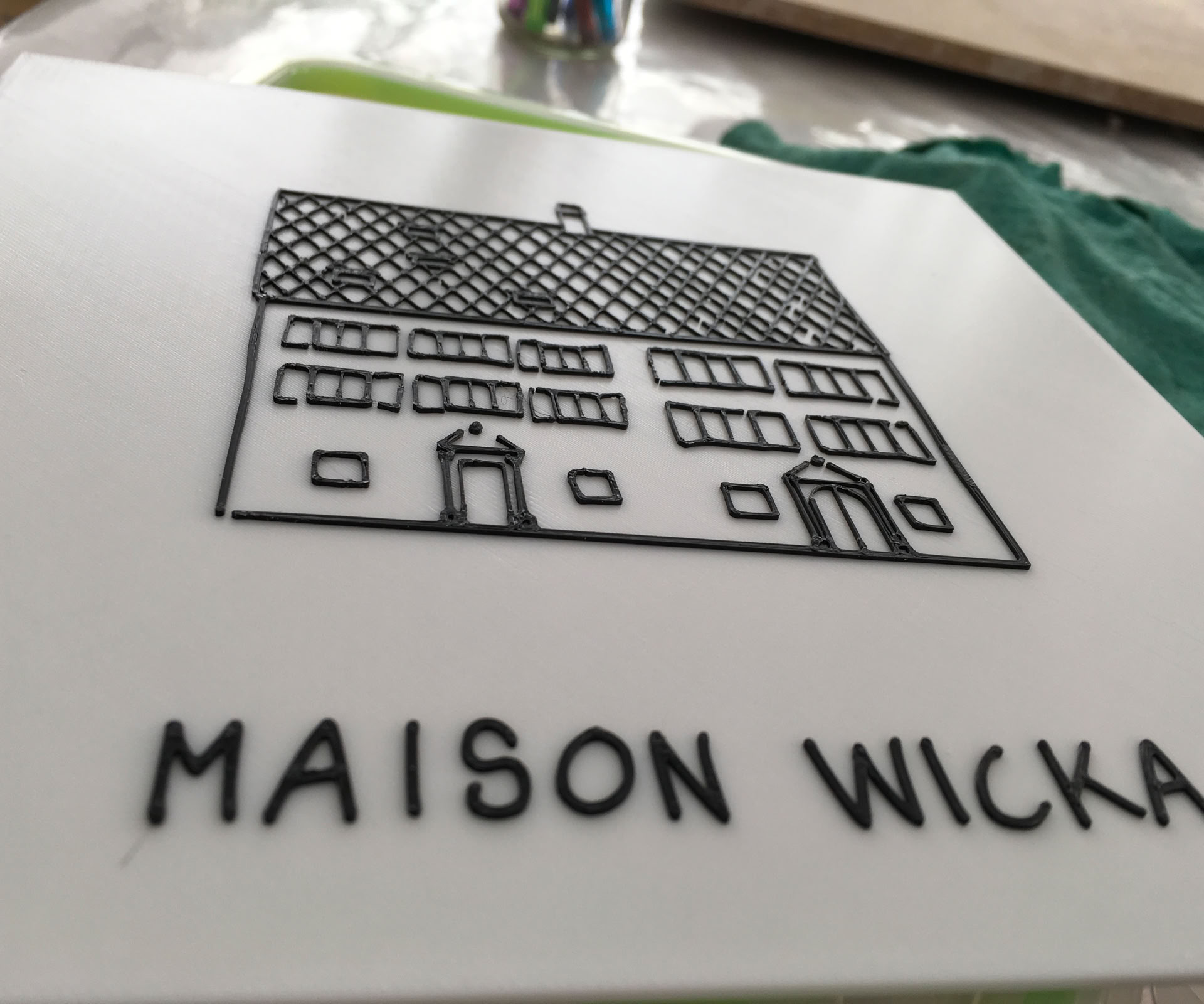 Dessin repésentant les bâtiments historiques de la vieille ville de Delémont, impression 3D.