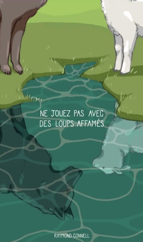 Bande dessinée sur le thème de la fable de Jean de la Fontaine "Le loup et l'agneau" Édition Buckshroom. Delémont'BD 2025. Exposition off à la galerie de l'atelier Tcheskiss