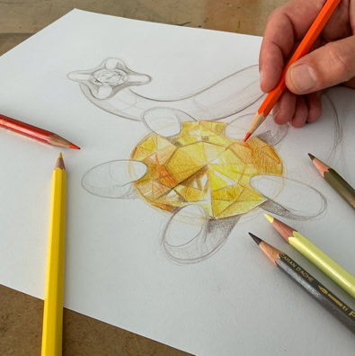Main au travail dans l’atelier de création