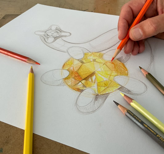 Main au travail dans l’atelier de création