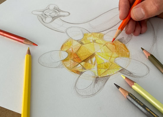 Main au travail dans l’atelier de création