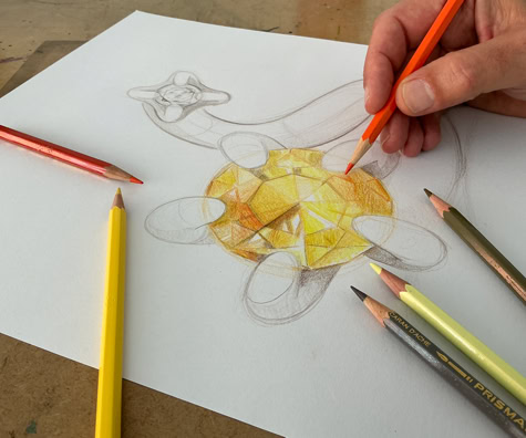 Main au travail dans l’atelier de création