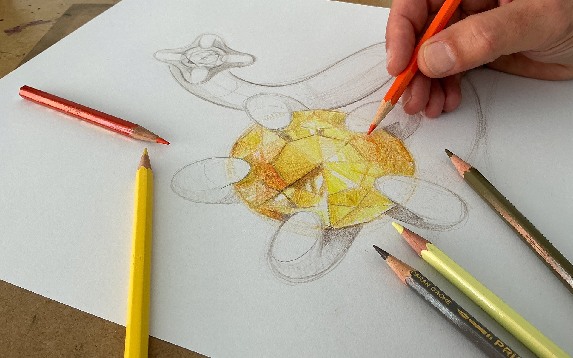 Création et design de joaillerie, dessin à la main, collection haut de gamme